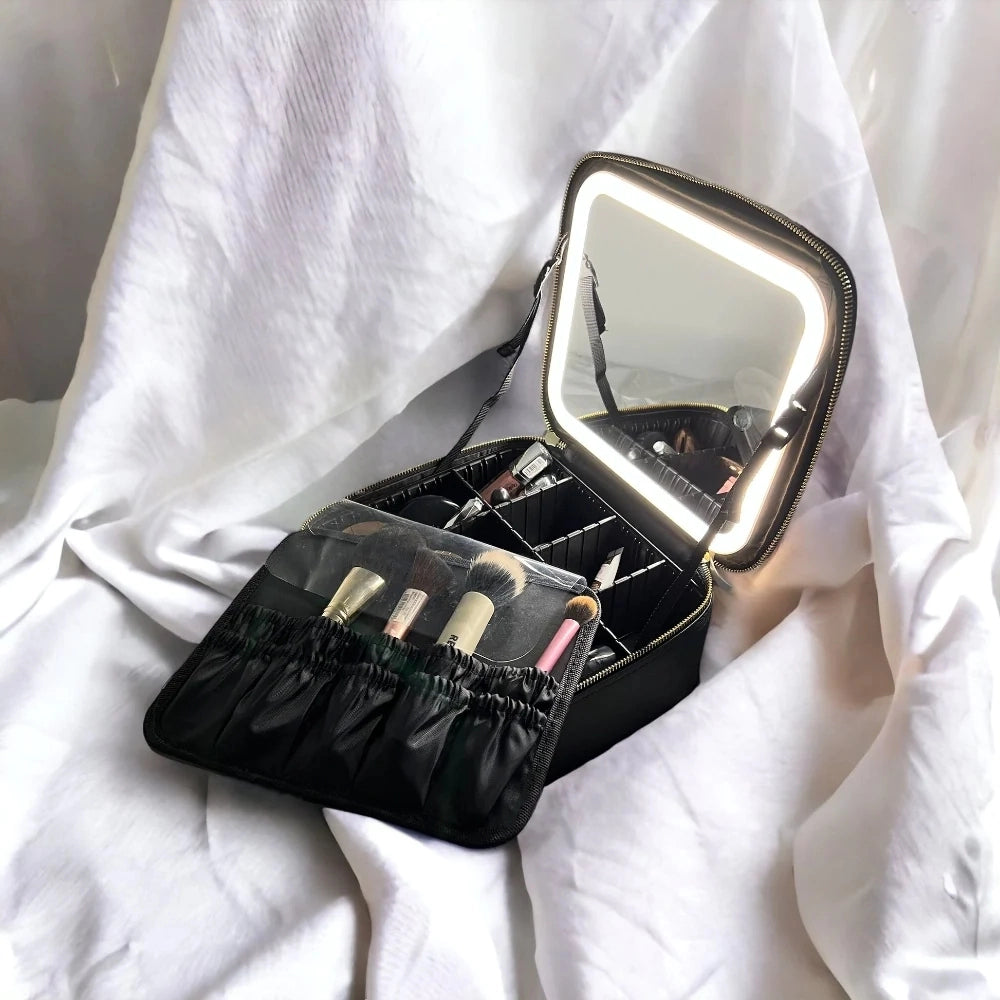 Rechargeable Smart LED Mirror Makeup Bag